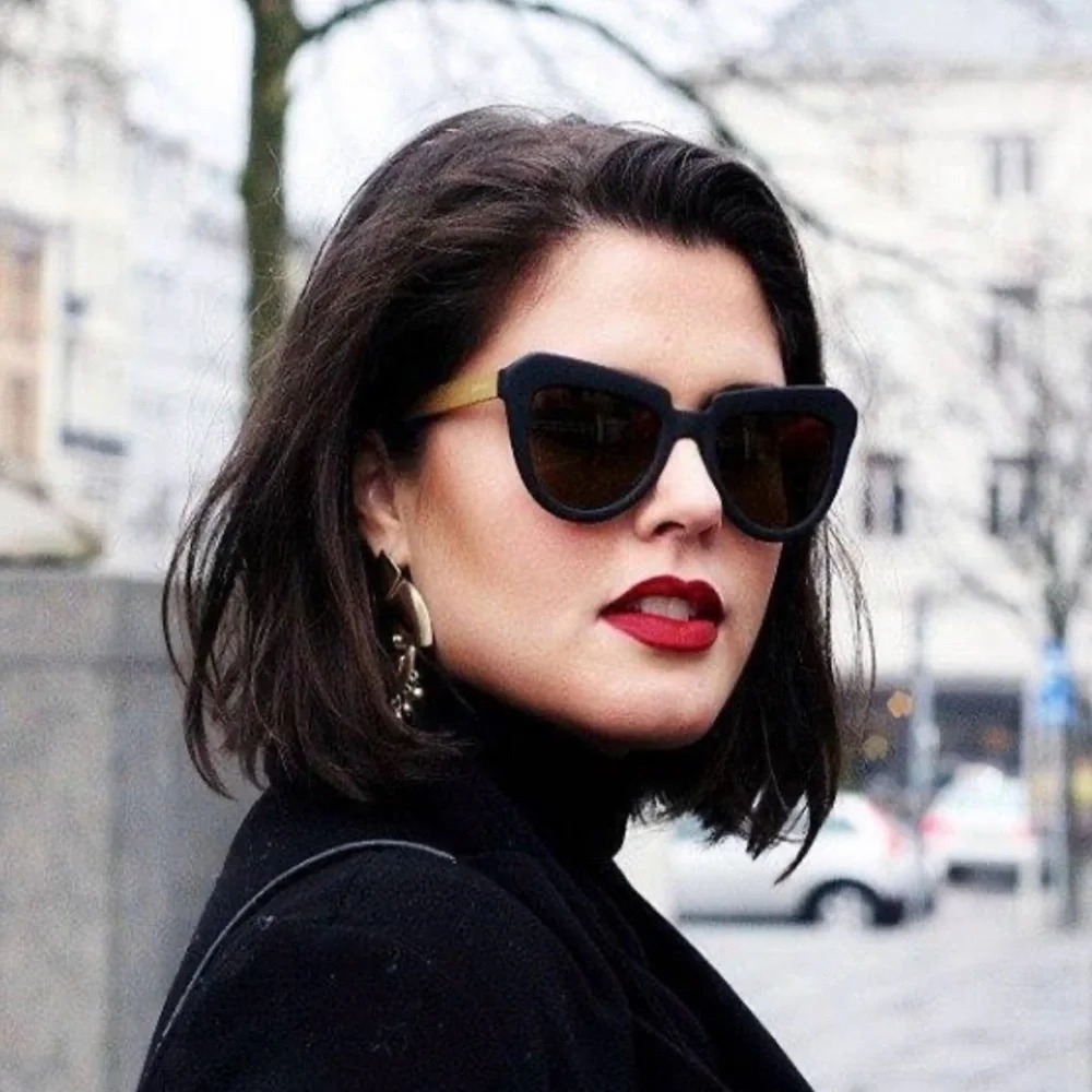 New KOMONO Stella Indigo Demi Sunglasses Cat Eye Retro Blue Tortoise